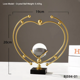 Gold Crystal Ball Table Decor – Modern Metal Sculpture for Home