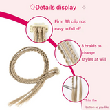 One-Clip Braided Hair Extension for Women – 3-Strand Boxing Braid Wig Piece - 22 inches