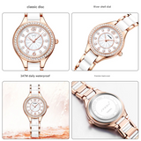 Sinobi Women’s Diamond Quartz Watch – Mother-of-Pearl Dial, Waterproof Alloy Strap
