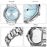 Sinobi Fashion Women's Quartz Watch – Diamond Detail, Stainless Steel Strap