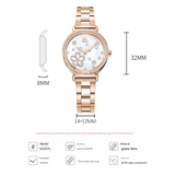 SK Women’s Diamond Quartz Watch – Stainless Steel Strap, Round Dial, 30M Waterproof