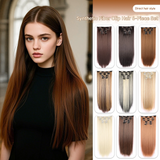 6-Piece Clip-In Straight Hair Extensions – Long Synthetic Fiber Wig Set for Women - 22 inches