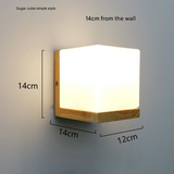 Modern Wood & Glass Wall Lamp – LED Bedroom & Aisle Light for Home Decor