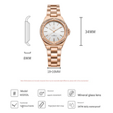 SK Women’s Diamond Quartz Watch – Stainless Steel Strap, Round Dial, 30M Waterproof