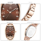 SK Women’s Rectangle Quartz Watch – 30M Waterproof Fashion Wristwatch