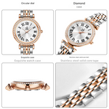 SK Women’s Quartz Watch – Diamond-Studded Dial, Waterproof Fashion Wristwatch