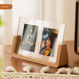 Modern Solid Wood U-Shaped Photo Frame – Acrylic Display, Handmade Desk Decor