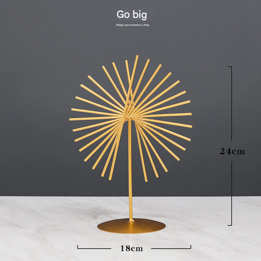 Gold Geometric Metal Sculpture – Abstract Home Decor for Living Room