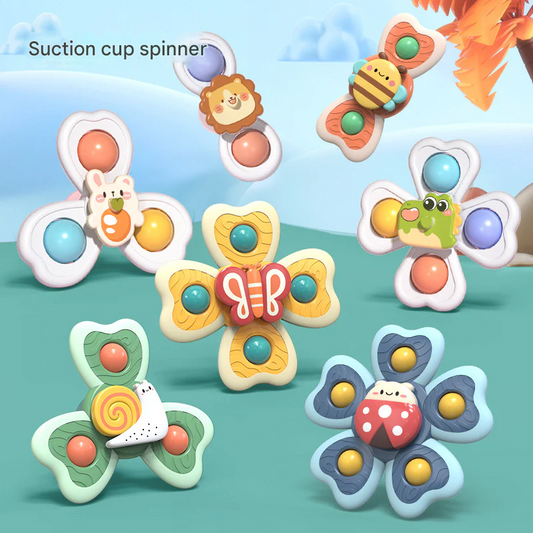 Baby Suction Spinning Toy with Music & Teether – Rotating Flower Sensory Toy