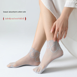 Women’s Lace Boat Socks – Breathable Floral Mesh Cotton Anklets, Invisible & Anti-Friction