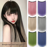 Highlighted Straight Hair Extensions – Seamless Colorful Braided Wig for Women - 50cm Long