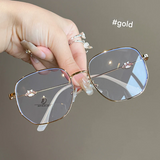 Korean-Style Irregular Metal Frame Glasses – Anti-Blue Light Full-Rim Polygon Eyewear