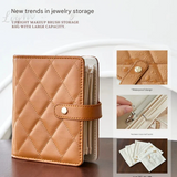 Velvet Jewelry Storage Book with Zipper – Small Clutch Style with Inner Pouch Pages