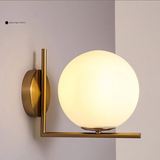 Modern Glass Globe Wall Lamp – European Style Iron Light for Bedroom & Aisle Decor