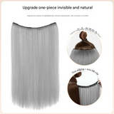 Highlighted Straight Hair Extensions – Seamless Colorful Braided Wig for Women - 50cm Long