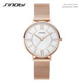 Sinobi Women's Quartz Watch – Roman Scale Mesh Strap Waterproof Fashion Timepiece
