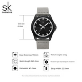 SK Men’s Quartz Watch – 43mm Round Dial, 30M Waterproof Leather Strap Wristwatch
