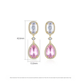 Pink Geometric Zircon Earrings – Copper Light Luxury Jewelry for Women