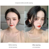 Realistic Bangs Wig with Soft Curls – Heat-Resistant Synthetic Hair Clip-In Fringe (Brown)