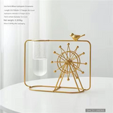 Gold Ferris Wheel Glass Vase – Desktop Hydroponic Planter for Modern Home