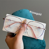 Korean-Style Irregular Metal Frame Glasses – Anti-Blue Light Full-Rim Polygon Eyewear