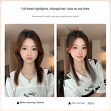 Highlighted Straight Hair Extensions – Seamless Colorful Braided Wig for Women - 50cm Long