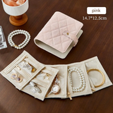 Velvet Jewelry Storage Book with Zipper – Small Clutch Style with Inner Pouch Pages