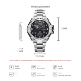 Sinobi Men’s Digital-Analog Sports Watch – Waterproof Stainless Steel, 53mm Dial