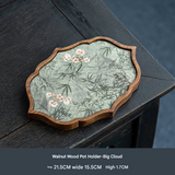 Walnut Wood Tea Tray – Durable Chinese Style Pot Holder for Home Kung Fu Tea Sets