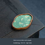 Walnut Wood Tea Tray – Durable Chinese Style Pot Holder for Home Kung Fu Tea Sets