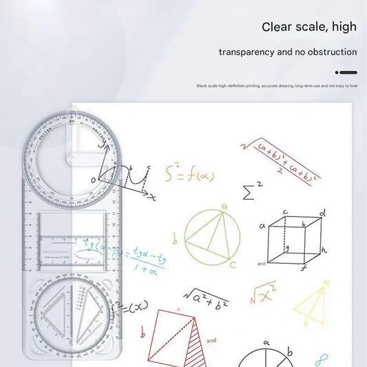 Multifunction Geometry Ruler Set – Transparent Drawing Tools for Students & School Use