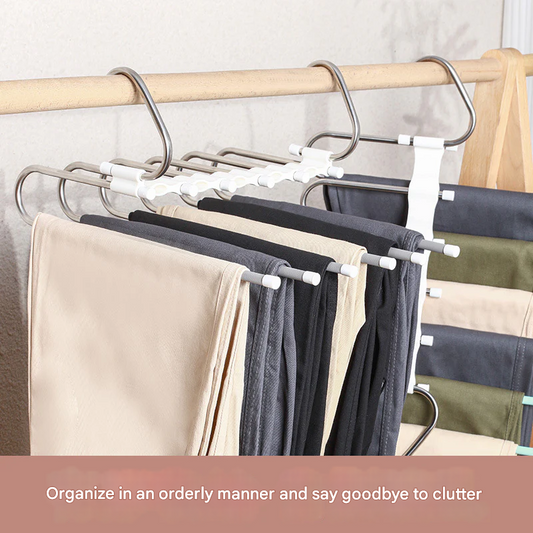 Stainless Steel Pull-Out Pants Rack – 6-Layer Foldable Closet Organizer