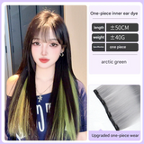 Highlighted Straight Hair Extensions – Seamless Colorful Braided Wig for Women - 50cm Long