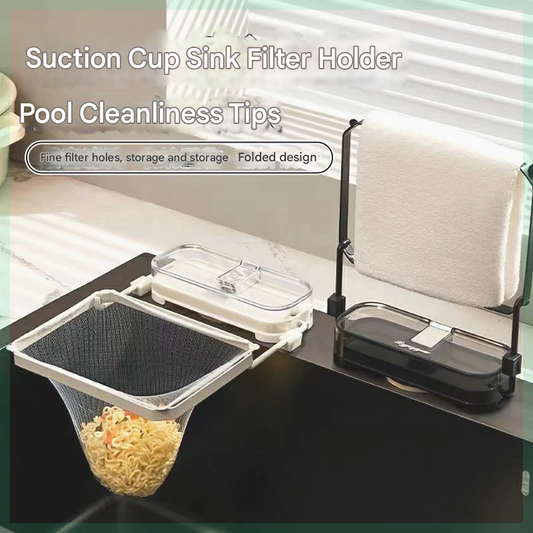 Kitchen Sink Filter Rack with Suction Cup – Anti-Clog Drain Strainer & Food Waste Catcher