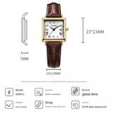 Sinobi Women’s Square Dial Leather Strap Watch – Waterproof Quartz Fashion Timepiece