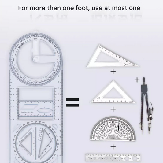 Multifunction Geometry Ruler Set – Transparent Drawing Tools for Students & School Use