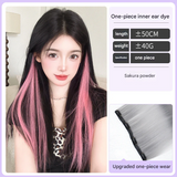 Highlighted Straight Hair Extensions – Seamless Colorful Braided Wig for Women - 50cm Long