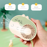 Cute Cat Mini Fan – USB Rechargeable, 3-Speed Handheld & Desktop Fan