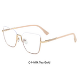 Rectangular Blue Light Glasses for Women – Thin Metal Half-Frame Myopia Eyewear