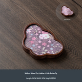 Walnut Wood Tea Tray – Durable Chinese Style Pot Holder for Home Kung Fu Tea Sets