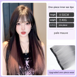 Highlighted Straight Hair Extensions – Seamless Colorful Braided Wig for Women - 50cm Long