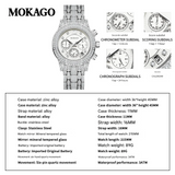 MOKAGO Women’s Luxury Diamond Quartz Watch – Calendar Display, Alloy Strap