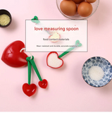 5-Piece Heart-Shaped Measuring Spoon Set – Egg White Separator, Red Plastic