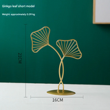 Gold Metal Home Decor – Modern Ginkgo Leaf Ornament for Living Room