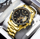 ORUSS Men’s Large Dial Quartz Watch – Fashion Steel Band, Calendar Display