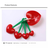 5-Piece Heart-Shaped Measuring Spoon Set – Egg White Separator, Red Plastic