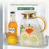 Large Capacity Glass Cold Water Kettle – 2L Heat-Resistant Jug with Stainless Steel Lid