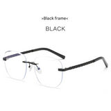 Women's Anti-Blue Light Square Glasses – Frameless Fashion Eyewear with Chain Detail