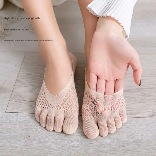 Women’s Silk Five-Finger No-Show Socks – Breathable, Quick-Dry Summer Accessories
