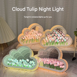 DIY Cloud Tulip Night Light – Handmade Nordic-Style Floral Mirror Lamp with Built-In Battery